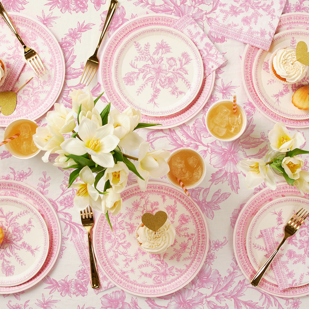 Pink Toile Paper Tablecloth Bonjour Fete Party Supplies Table Covers