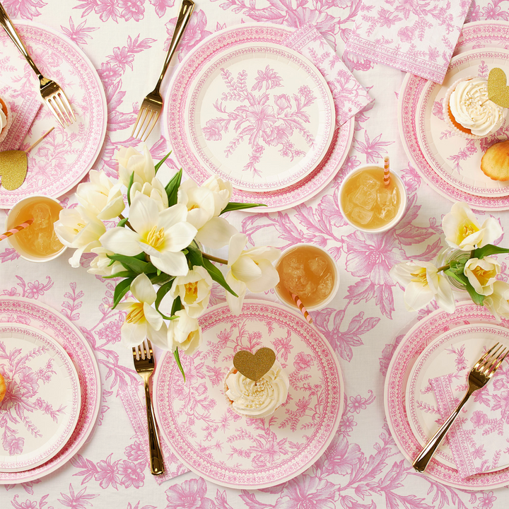 Pink Toile Paper Tablecloth Bonjour Fete Party Supplies Table Covers