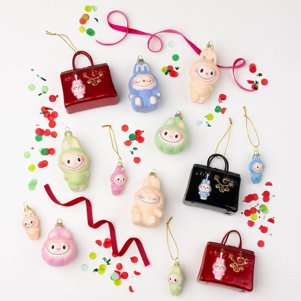 SLEEPING FUZZY MONSTER LABUBU GLASS ORNAMENT BY CODY FOSTER Cody Foster Co. Christmas Ornament SLEEPING FUZZY MONSTER LABUBU GLASS ORNAMENT BY CODY FOSTER Bonjour Fete - Party Supplies