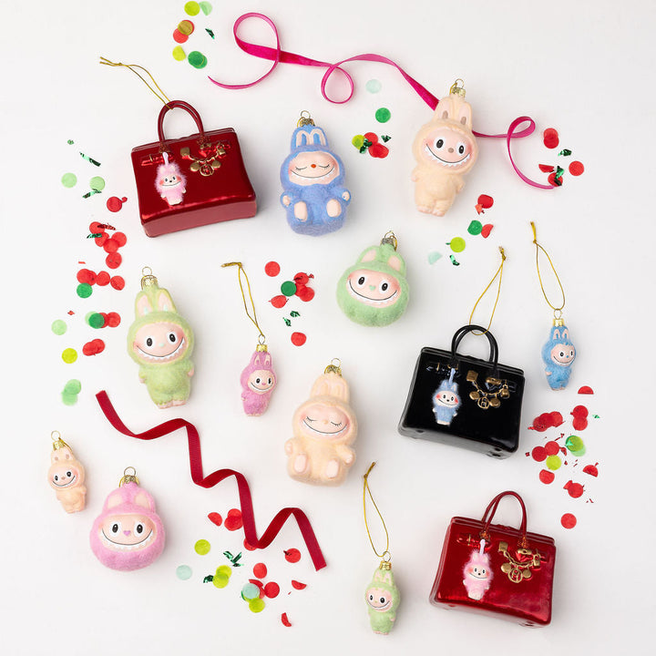 LUXE BAG WITH MONSTER LABUBU GLASS ORNAMENT BY CODY FOSTER Cody Foster Co. Christmas Ornament LUXE BAG WITH MONSTER LABUBU GLASS ORNAMENT BY CODY FOSTER Bonjour Fete - Party Supplies