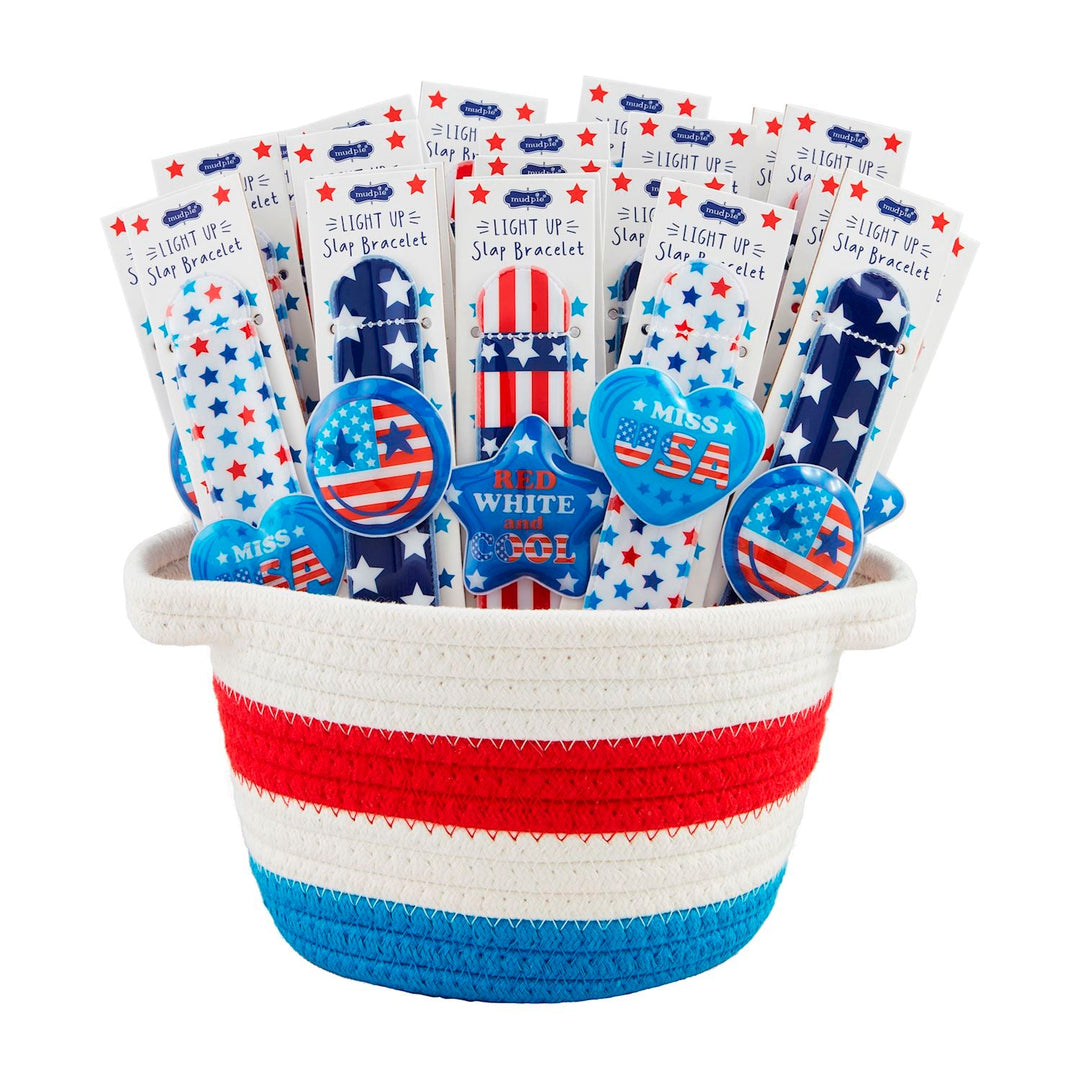 PATRIOTIC LIGHT UP SLAP BRACELET Mud Pie 4th of July PATRIOTIC LIGHT UP SLAP BRACELET Bonjour Fete - Party Supplies