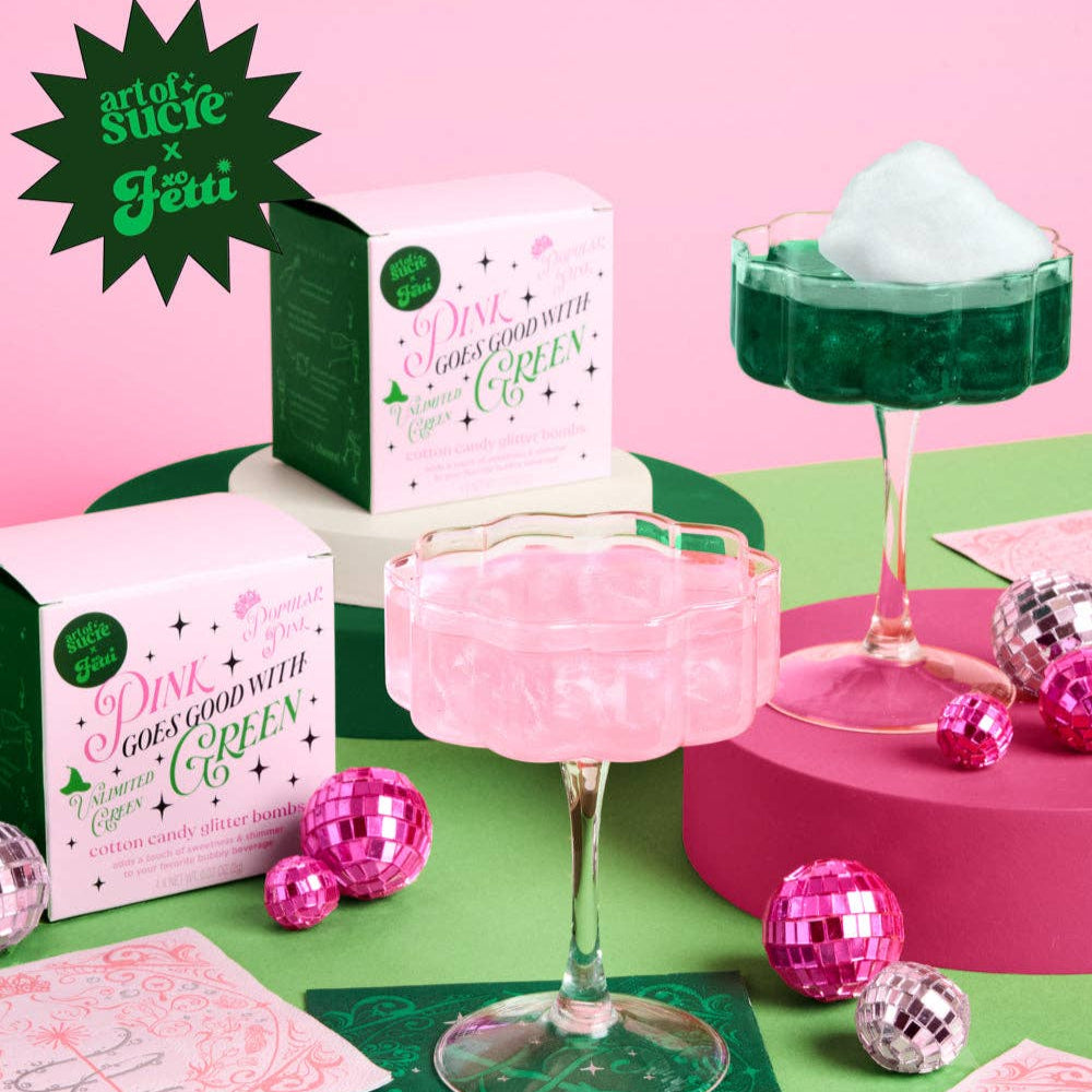 Pink + Green Glitter Bombs - 4 cotton candy glitter bombs xo, Fetti Pink + Green Glitter Bombs - 4 cotton candy glitter bombs Bonjour Fete - Party Supplies
