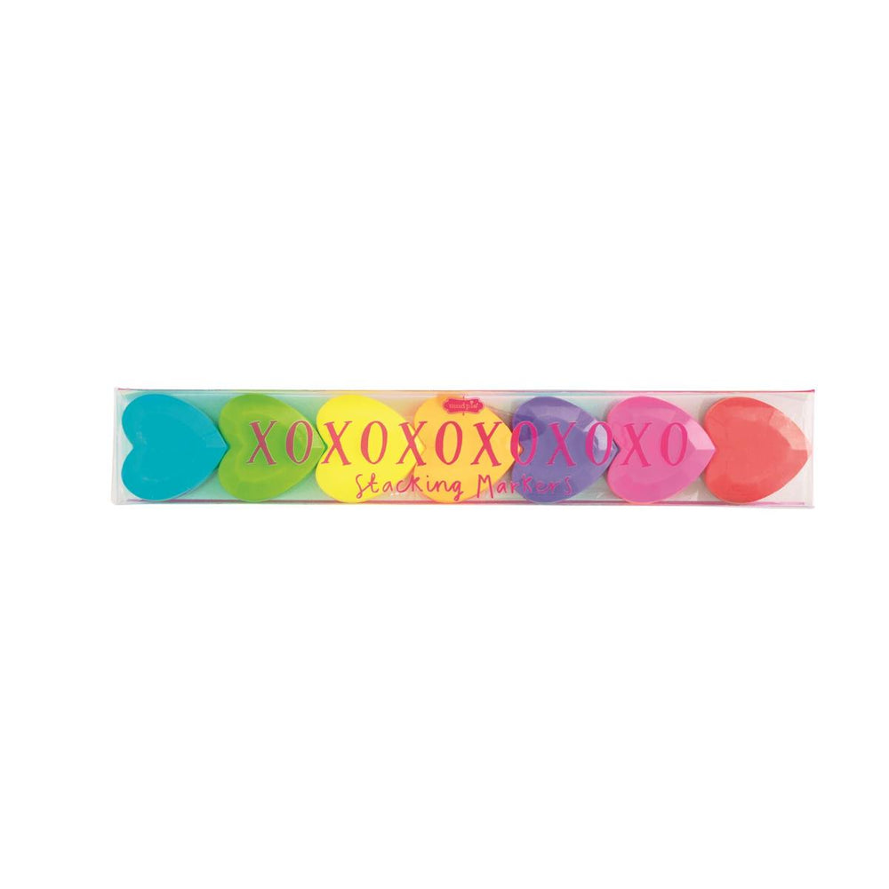 HEART STACKING MARKERS Mud Pie Valentine's Crafts HEART STACKING MARKERS Bonjour Fete - Party Supplies