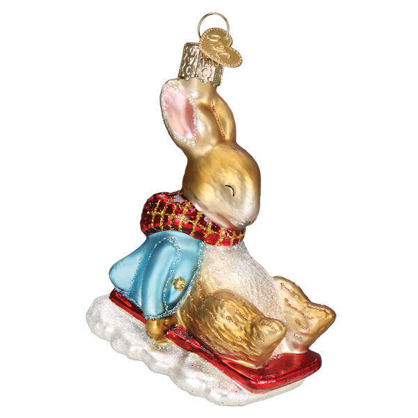 Peter Rabbit On Sled Ornament Old World Christmas 3.75 X 3 X 2 / 12688 Peter Rabbit On Sled Ornament Bonjour Fete - Party Supplies