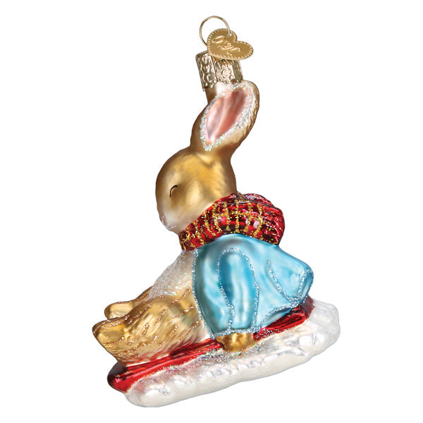 Peter Rabbit On Sled Ornament Old World Christmas 3.75 X 3 X 2 / 12688 Peter Rabbit On Sled Ornament Bonjour Fete - Party Supplies