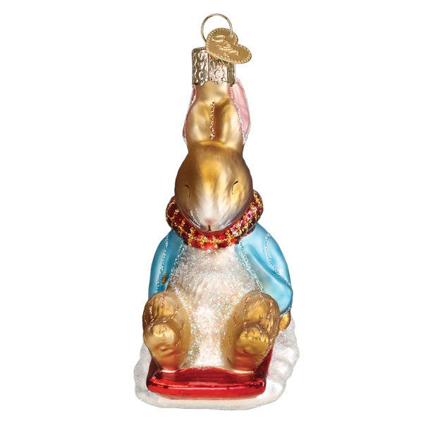 Peter Rabbit On Sled Ornament Old World Christmas 3.75 X 3 X 2 / 12688 Peter Rabbit On Sled Ornament Bonjour Fete - Party Supplies