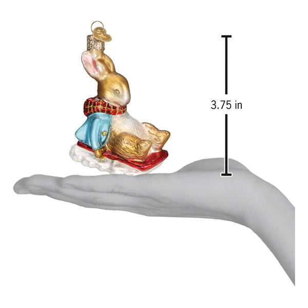 Peter Rabbit On Sled Ornament Old World Christmas 3.75 X 3 X 2 / 12688 Peter Rabbit On Sled Ornament Bonjour Fete - Party Supplies
