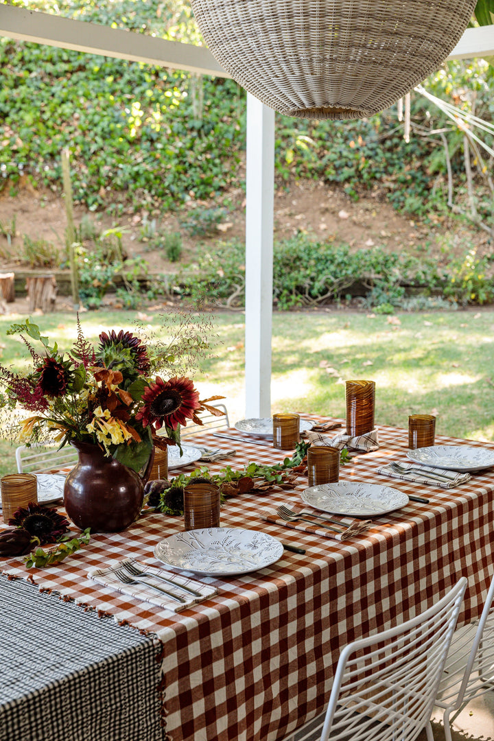 GINGHAM - Nutmeg Tablecloth Heather Taylor Home variable GINGHAM - Nutmeg Tablecloth Bonjour Fete - Party Supplies