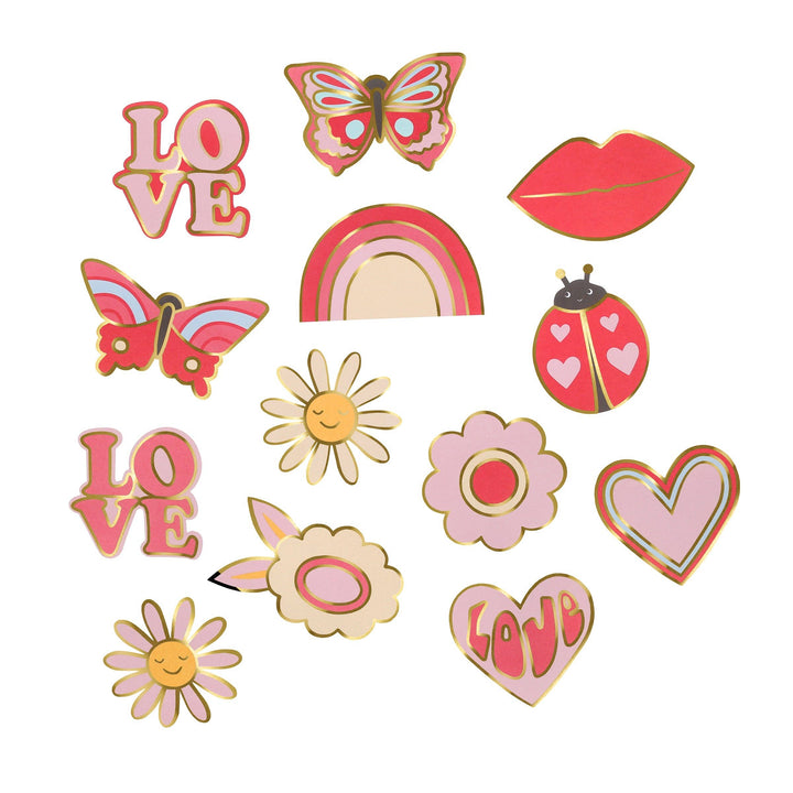 Groovy Love Shaped Stickers Meri Meri Groovy Love Shaped Stickers Bonjour Fete - Party Supplies