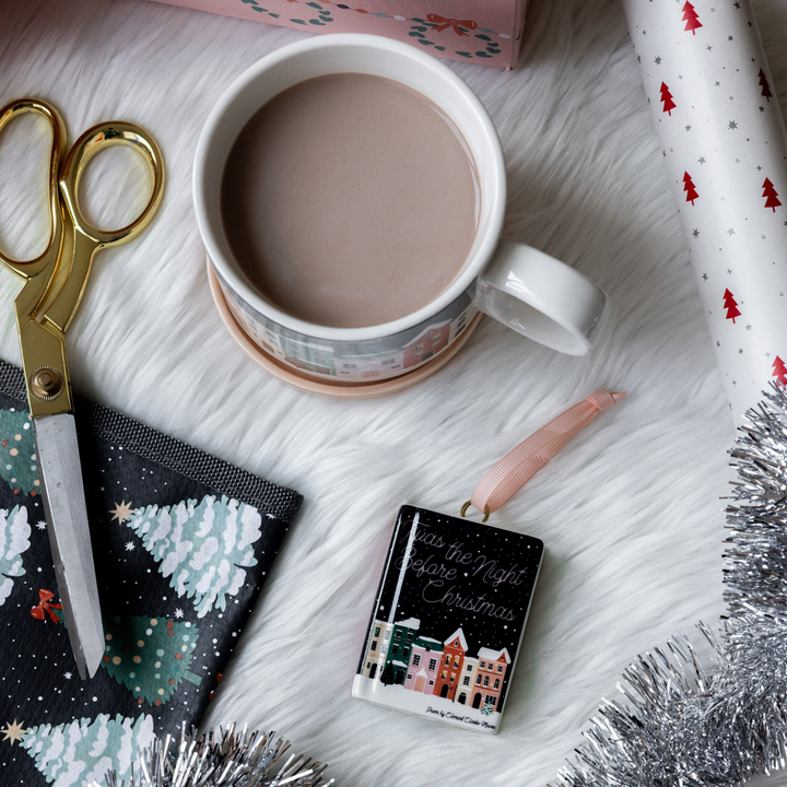 Ceramic Mug with Coaster Lid, Holiday Village Steel Mill Gifts Mug Ceramic Mug with Coaster Lid, Holiday Village Bonjour Fete - Party Supplies