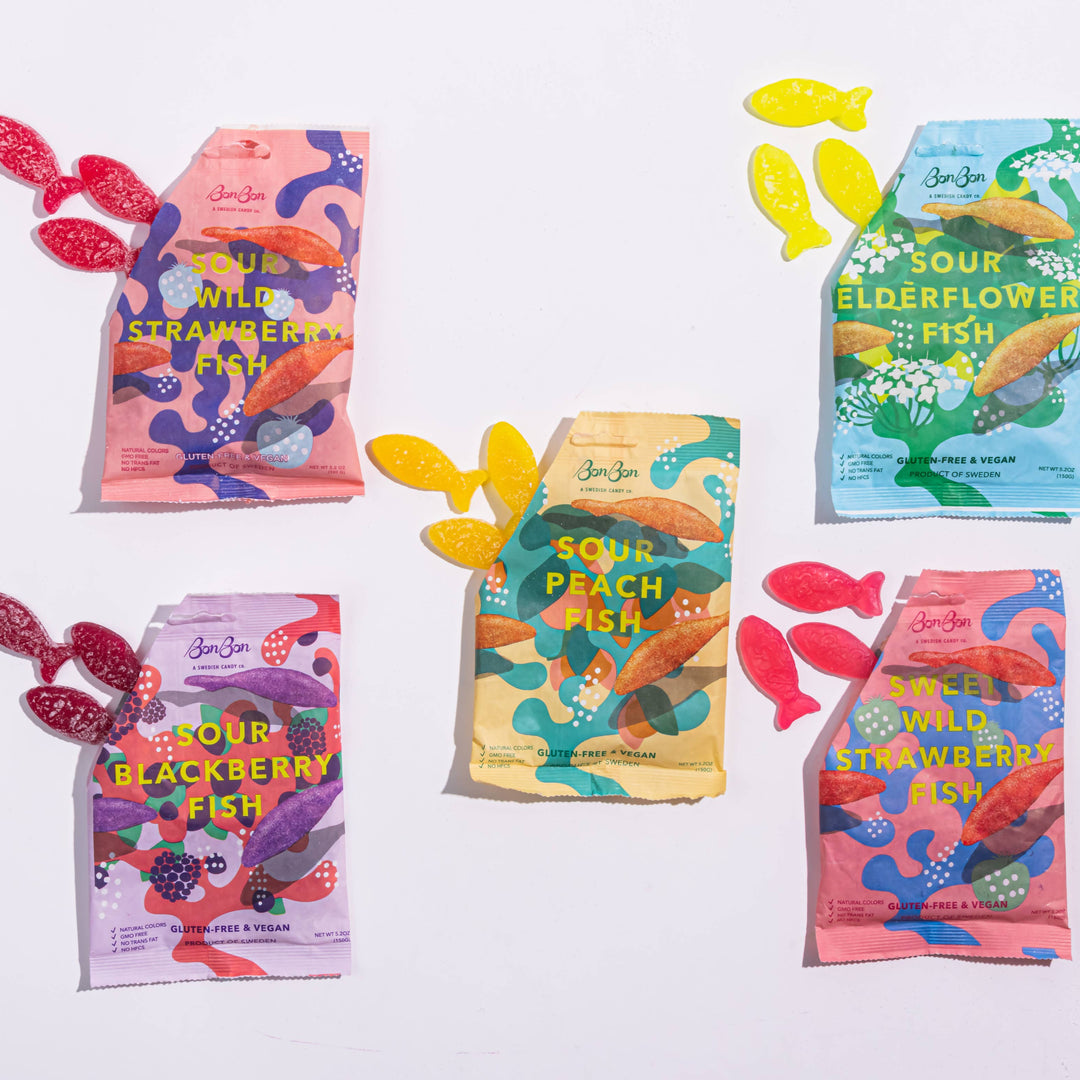 Sour Wild Strawberry Fish - Swedish Candy 5.2oz (150g) BonBon - A Swedish Candy Co Sour Wild Strawberry Fish - Swedish Candy 5.2oz (150g) Bonjour Fete - Party Supplies