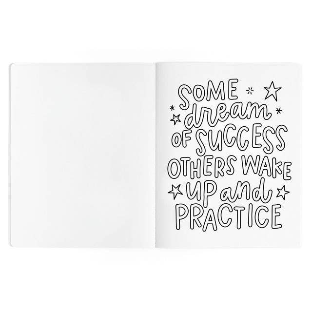Some dream of success, others wake up and practice hand-lettered coloring page for young athletes