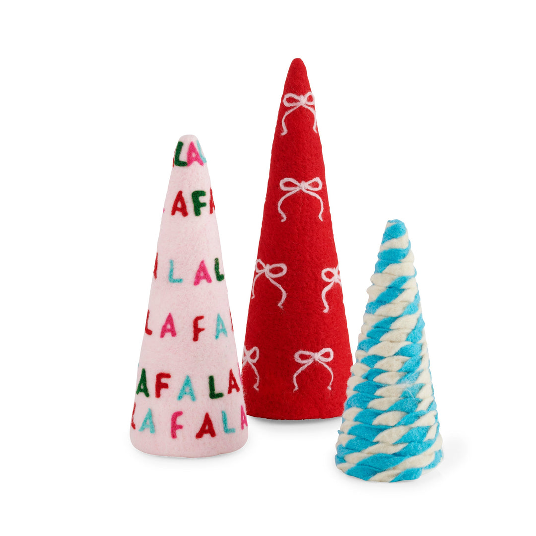 Shiraleah Assorted Set of 3 "Fa La La" Decorative Trees, Multi Shiraleah Retail Décor Shiraleah Assorted Set of 3 "Fa La La" Decorative Trees, Multi Bonjour Fete - Party Supplies