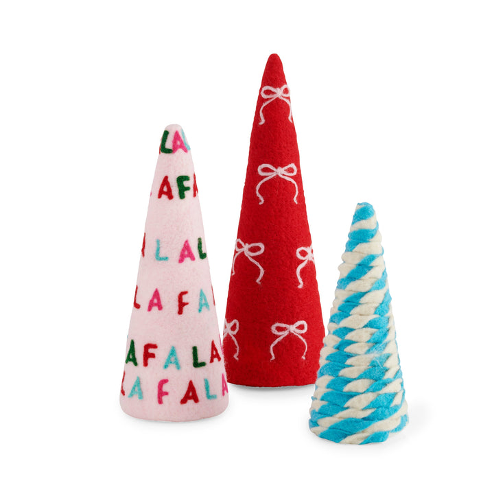 Shiraleah Assorted Set of 3 "Fa La La" Decorative Trees, Multi Shiraleah Retail Décor Shiraleah Assorted Set of 3 "Fa La La" Decorative Trees, Multi Bonjour Fete - Party Supplies