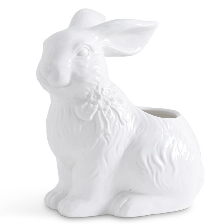 BUNNY WITH BOW CERAMIC PLANTER K&K Interiors Easter Home BUNNY WITH BOW CERAMIC PLANTER Bonjour Fete - Party Supplies