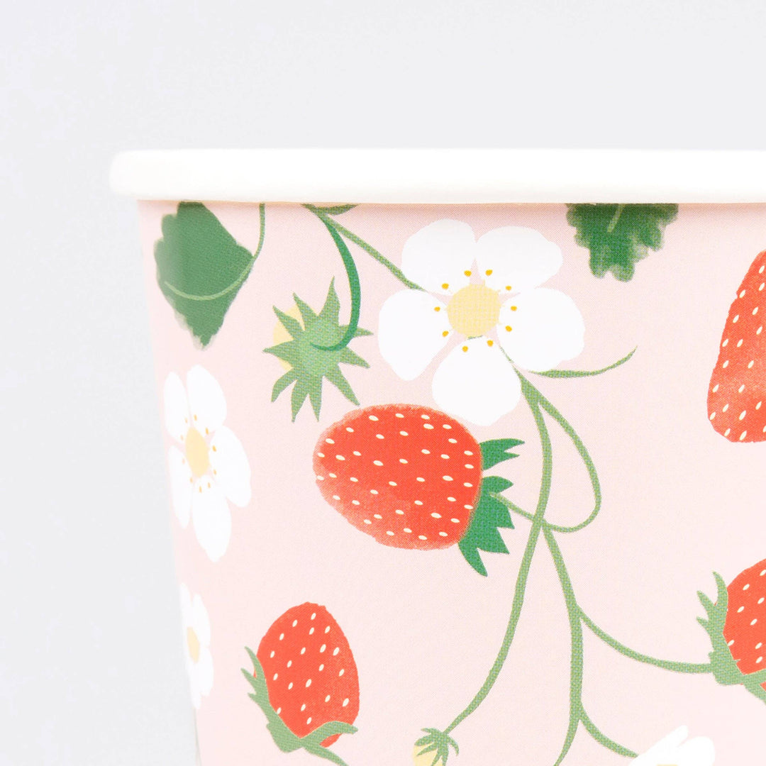 Strawberry Pattern Cups Meri Meri Strawberry Pattern Cups Bonjour Fete - Party Supplies