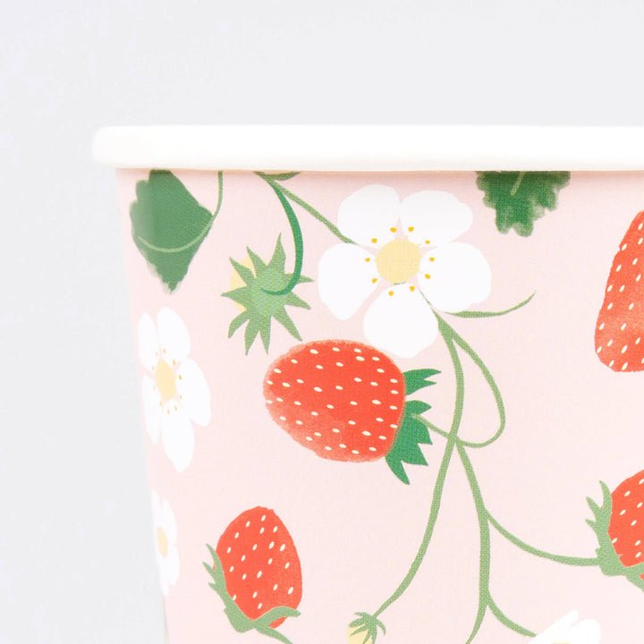Strawberry Pattern Cups Meri Meri Strawberry Pattern Cups Bonjour Fete - Party Supplies