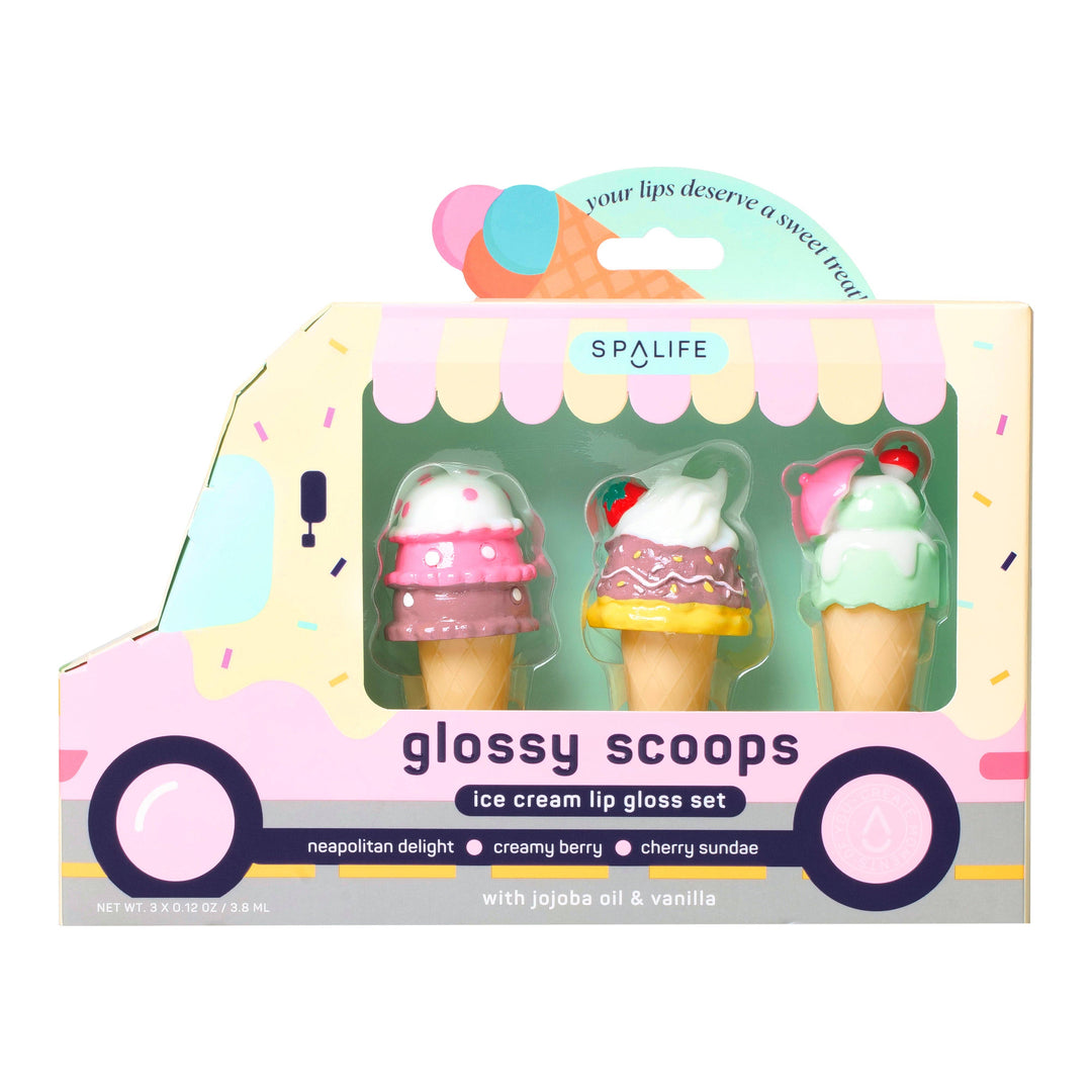 Glossy Scoops Ice cream Lip Gloss Trio Gift Set My Spa Life Glossy Scoops Ice cream Lip Gloss Trio Gift Set Bonjour Fete - Party Supplies