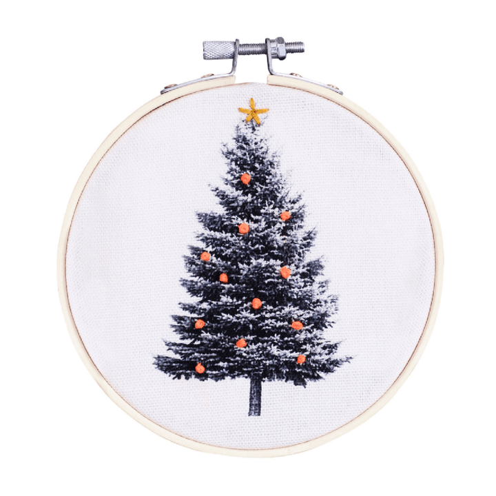 Christmas Tree Embroidery Hoop Kit: Light Blue