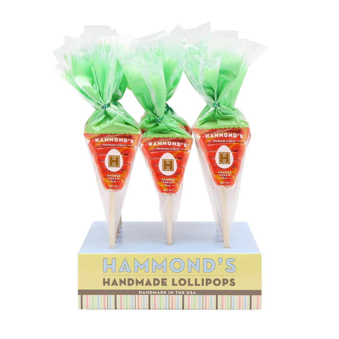EASTER CARROT ORANGE CREAM LOLLIPOP Hammond's Candies Candy Bonjour Fete - Party Supplies