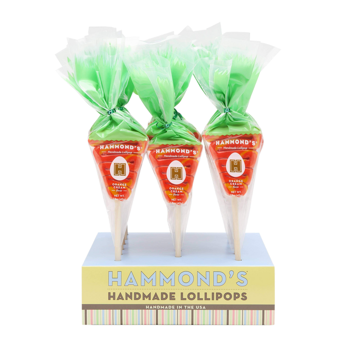 EASTER CARROT ORANGE CREAM LOLLIPOP Hammond's Candies Candy Bonjour Fete - Party Supplies