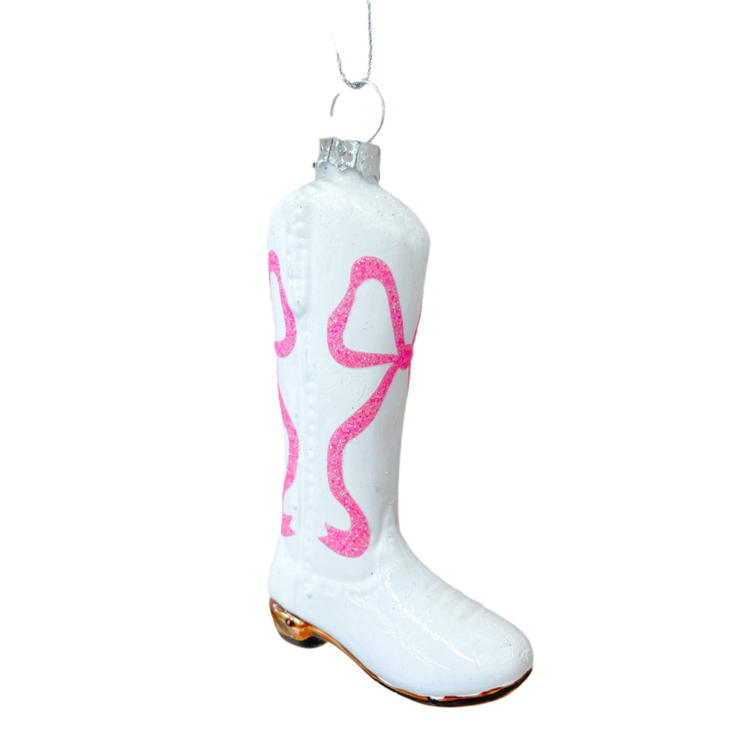 PINK BOW COWBOY BOOT CHRISTMAS ORNAMENT Rock Paper Scissors Christmas Ornament Bonjour Fete - Party Supplies