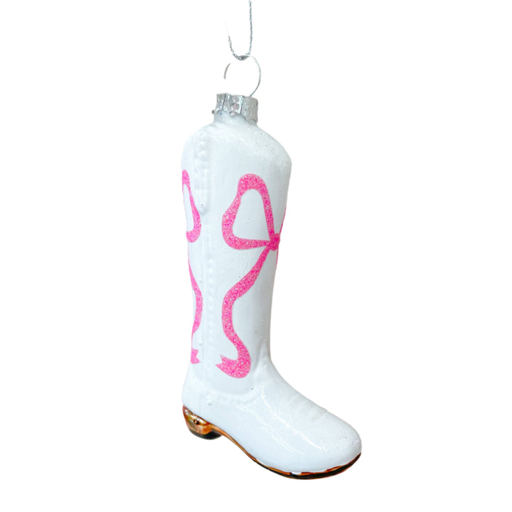PINK BOW COWBOY BOOT CHRISTMAS ORNAMENT Rock Paper Scissors Christmas Ornament Bonjour Fete - Party Supplies