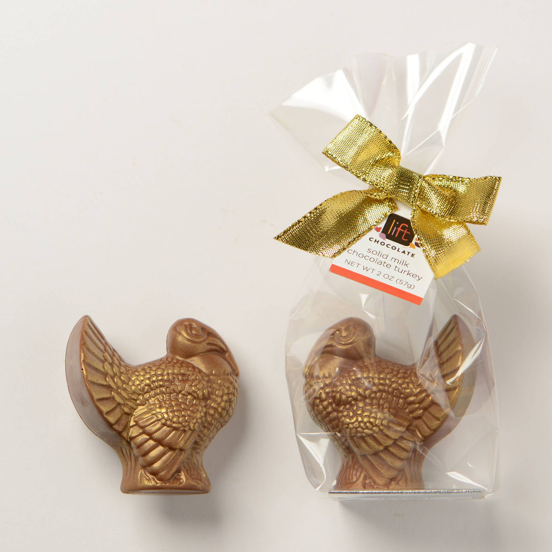 Fall Thanksgiving Solid Turkey with Gold Luster Dust: Dark chocolate Lift Chocolate Fall Thanksgiving Solid Turkey with Gold Luster Dust: Dark chocolate Bonjour Fete - Party Supplies