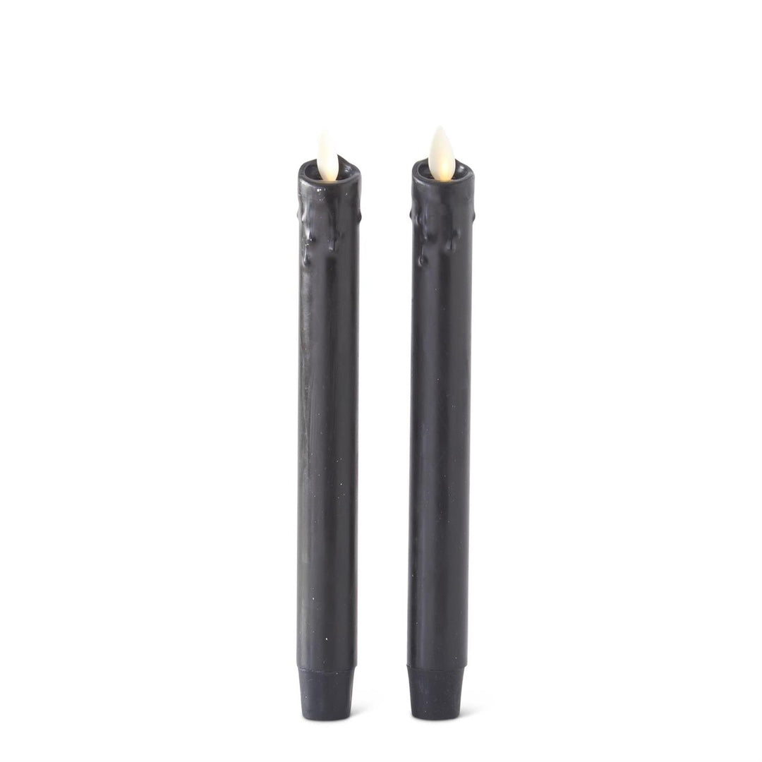 BLACK FLAMELESS TAPER CANDLES K&K Interiors Halloween Home Decor BLACK FLAMELESS TAPER CANDLES Bonjour Fete - Party Supplies
