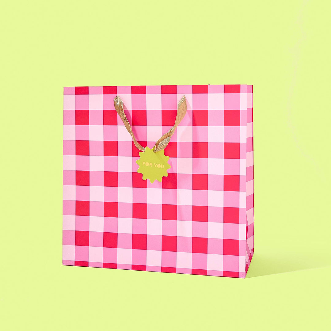 Red + Pink Gingham Gift Bags (4 Sizes) - Min. 4: Large Taylor Elliott Designs Red + Pink Gingham Gift Bags (4 Sizes) - Min. 4: Large Bonjour Fete - Party Supplies