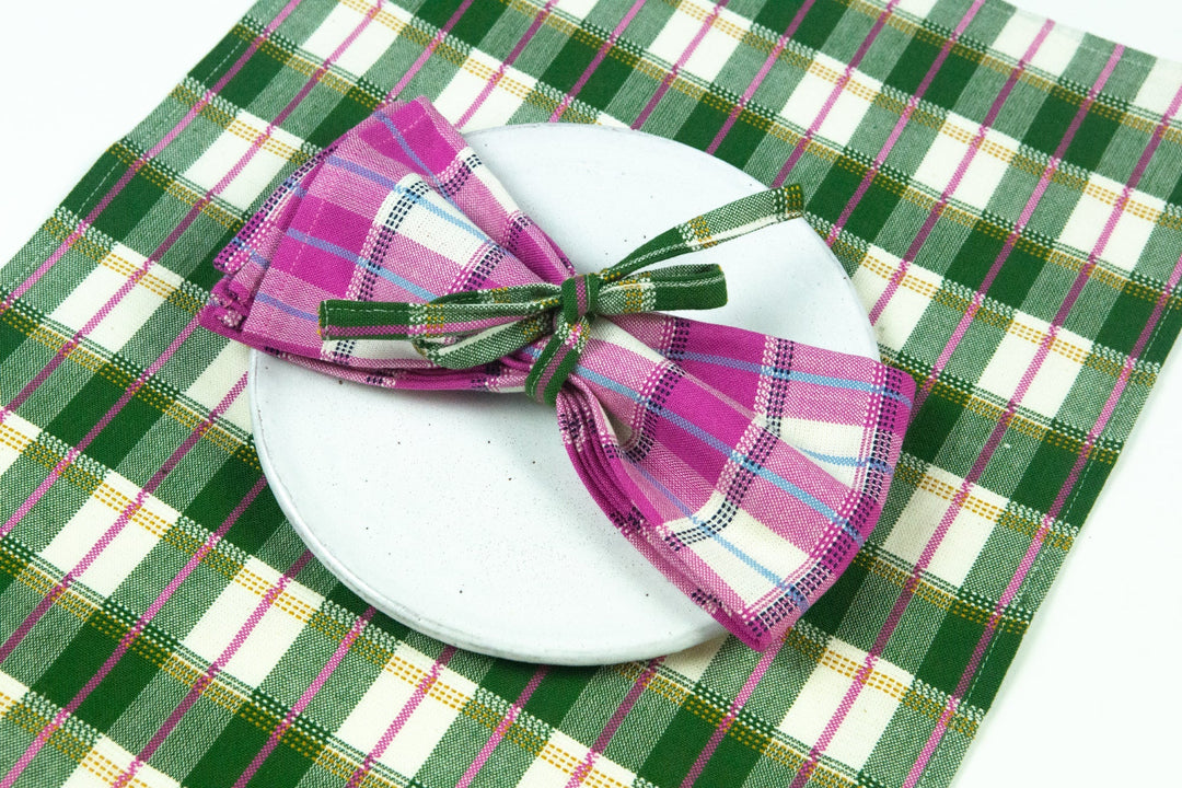 San Andres Gingham Forest & Ivory Placemat Archive New York San Andres Gingham Forest & Ivory Placemat Bonjour Fete - Party Supplies