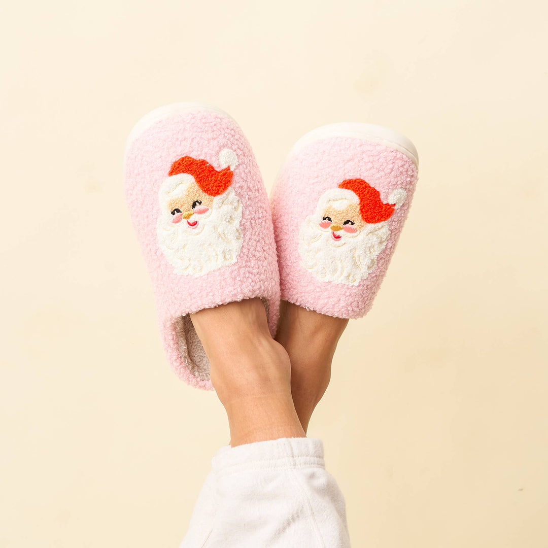 FUZZY SANTA SLIPPERS The Darling Effect Stocking Stuffers & Holiday Party Favors Bonjour Fete - Party Supplies