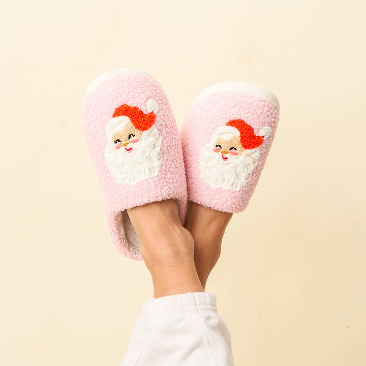 FUZZY SANTA SLIPPERS The Darling Effect Stocking Stuffers & Holiday Party Favors Bonjour Fete - Party Supplies