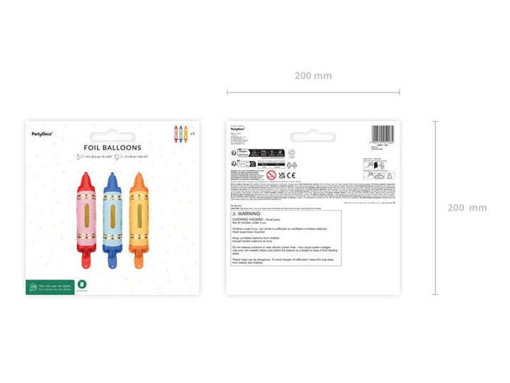 Crayon Foil Balloon Set 12 in. - PartyDeco USA THE BALLOON HUB Crayon Foil Balloon Set 12 in. - PartyDeco USA Bonjour Fete - Party Supplies