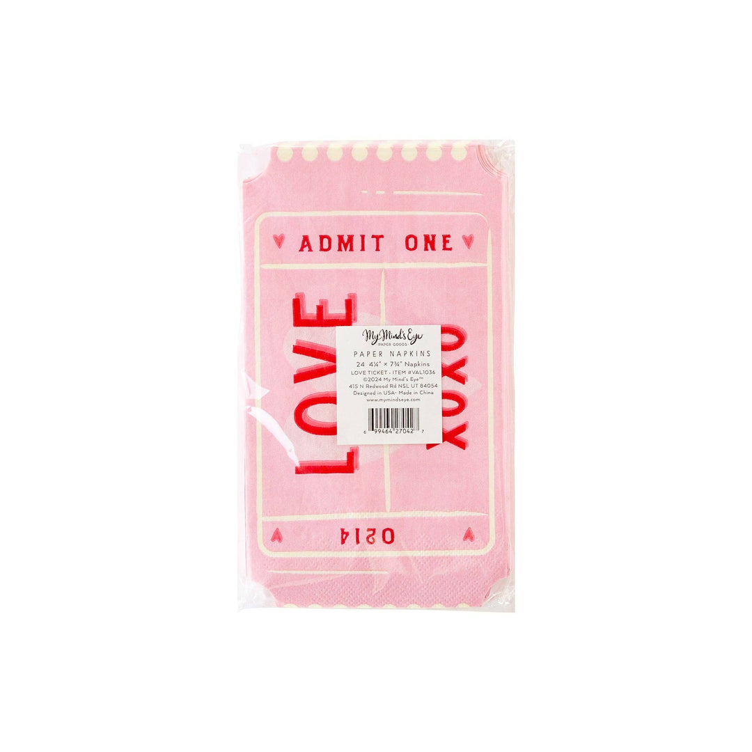 Pink Love Ticket Guest Towels Bonjour Fete Party Supplies Valentine's Day Party Supplies