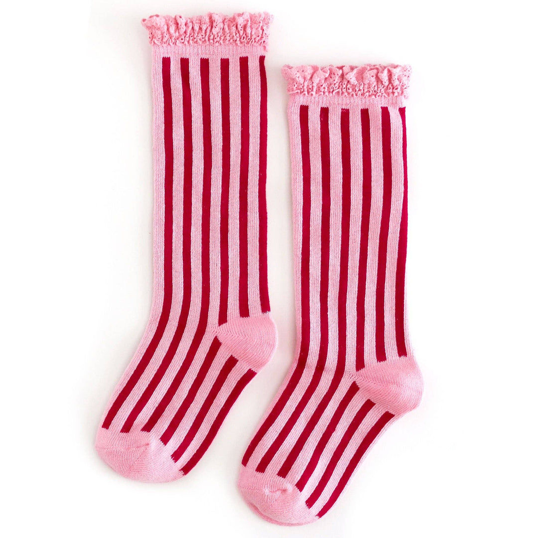 Candy Stripe Lace Top Knee High Socks: 4-6 YEARS Little Stocking Co. Candy Stripe Lace Top Knee High Socks: 4-6 YEARS Bonjour Fete - Party Supplies