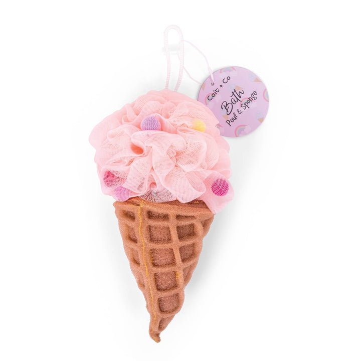 Forever Young-Bath Pouf & Sponge-Ice Cream - Pink Cait + Co Forever Young-Bath Pouf & Sponge-Ice Cream - Pink Bonjour Fete - Party Supplies