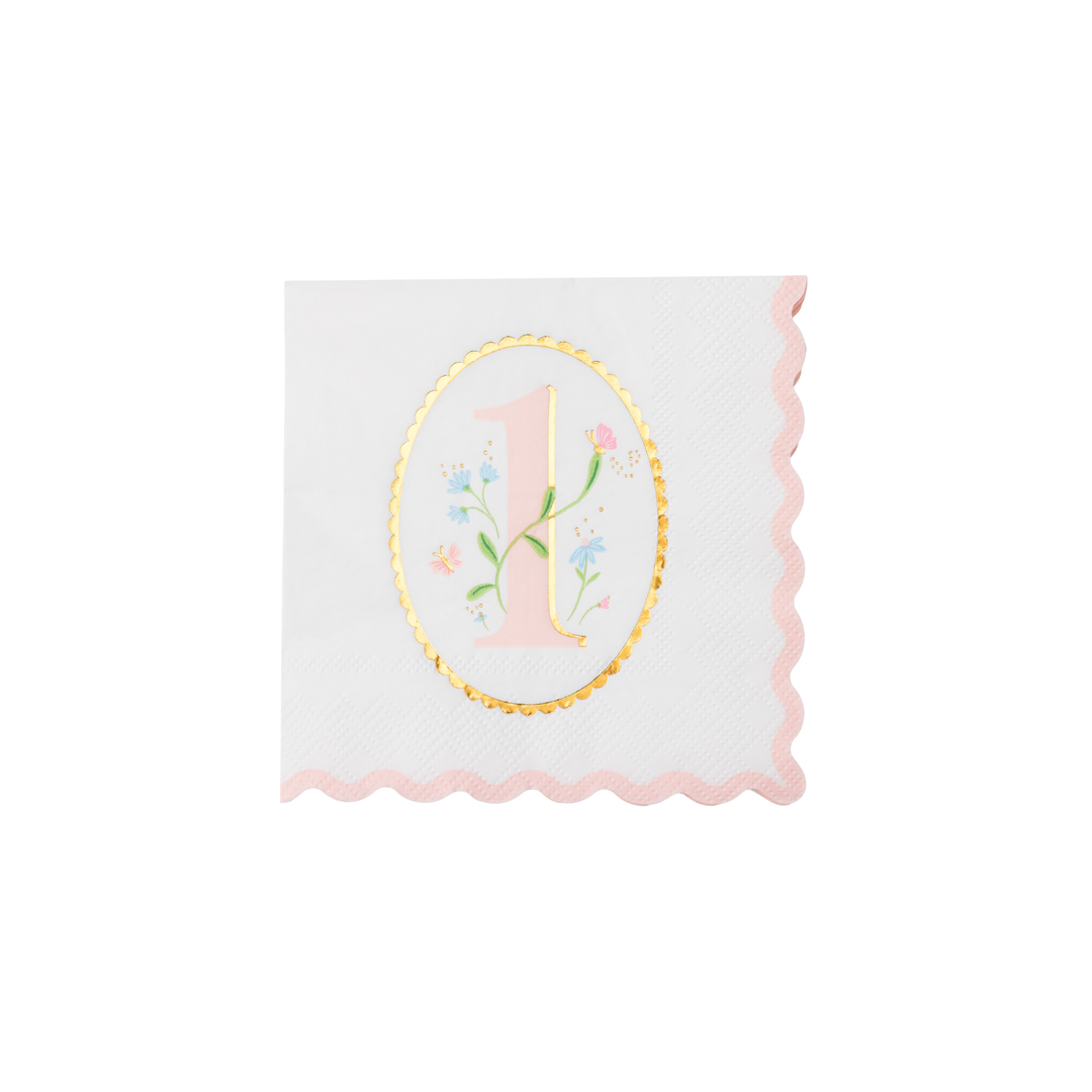 1ST BIRTHDAY PETAL PINK SMALL NAPKINS Bonjour Fete Napkins 1ST BIRTHDAY PETAL PINK SMALL NAPKINS Bonjour Fete - Party Supplies