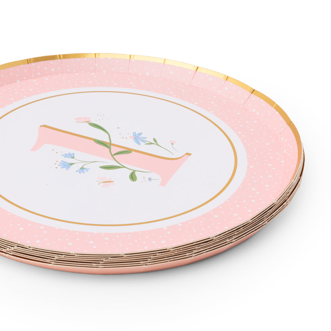 1ST BIRTHDAY PETAL PINK SMALL PLATES Bonjour Fete Plates 1ST BIRTHDAY PETAL PINK SMALL PLATES Bonjour Fete - Party Supplies