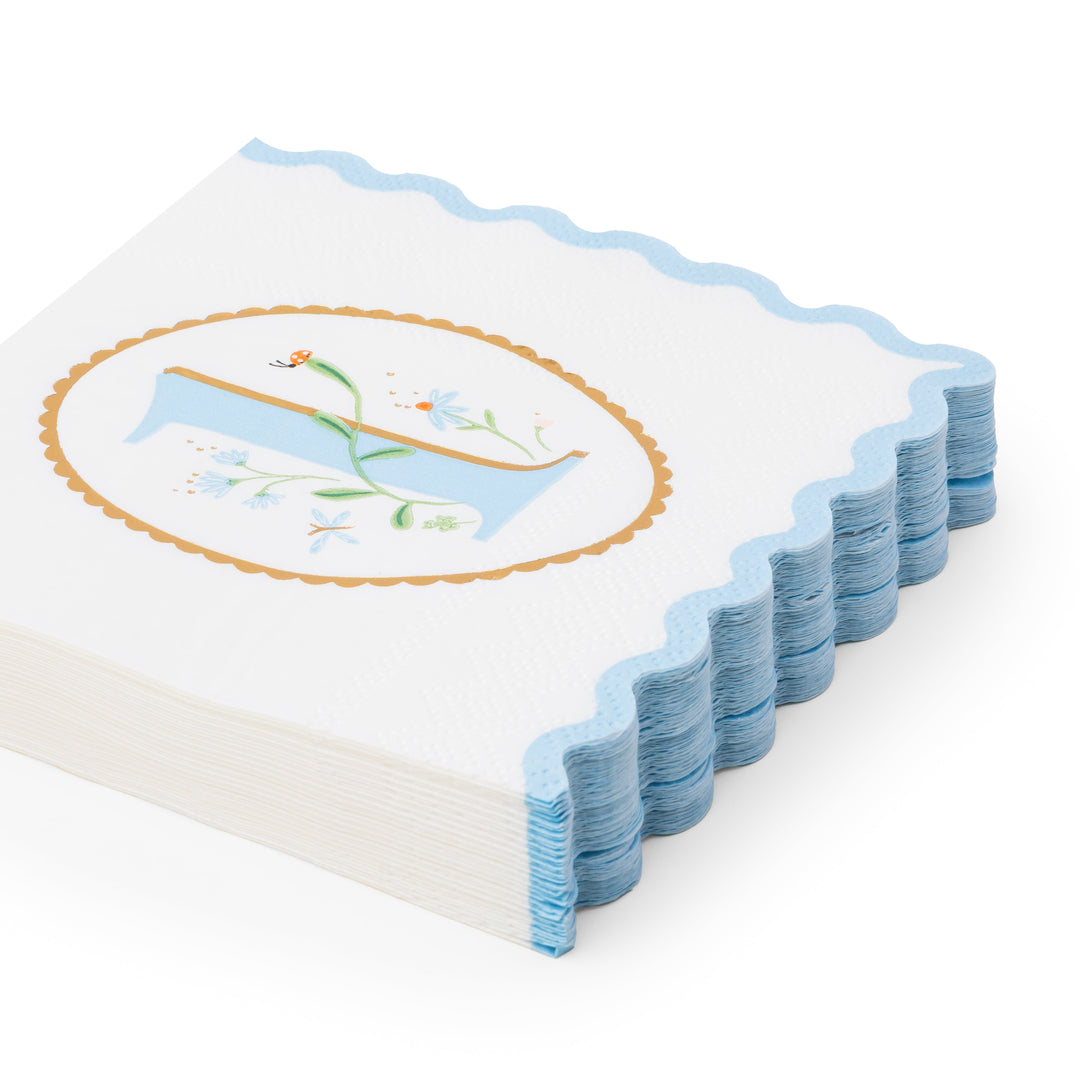 1ST BIRTHDAY SKY BLUE SMALL NAPKINS Bonjour Fete Napkins 1ST BIRTHDAY SKY BLUE SMALL NAPKINS Bonjour Fete - Party Supplies