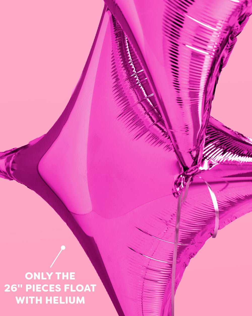 Sizes and details guide for the sparkle foil balloons