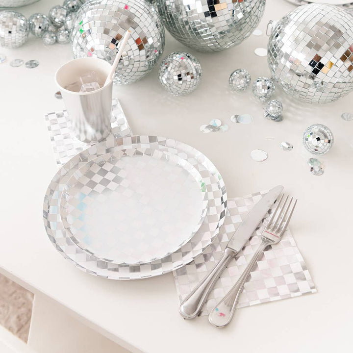 Silver Checker Napkins Bonjour Fete Party Supplies New Year's Eve Party Supplies