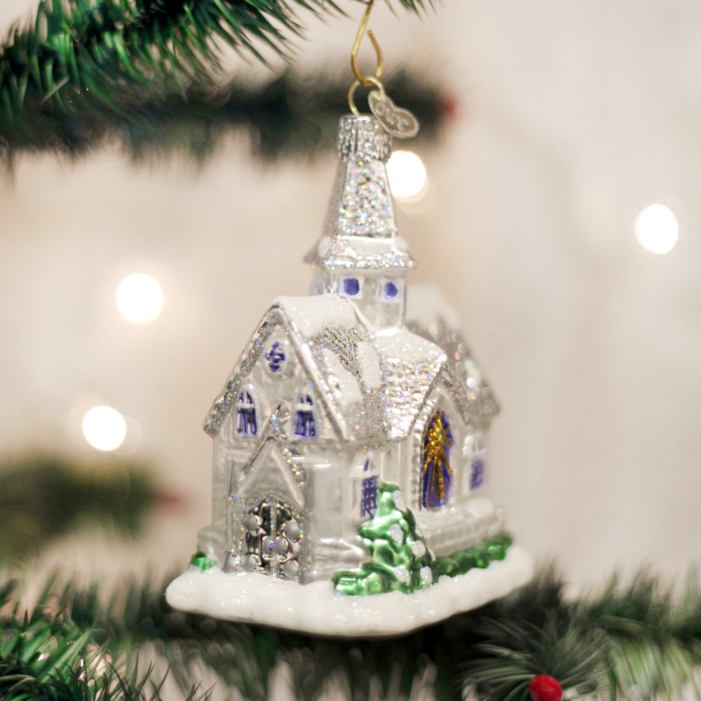 Sparkling Cathedral Ornament Old World Christmas 4.25 X 3.25 X 2.5 / 20076 Sparkling Cathedral Ornament Bonjour Fete - Party Supplies
