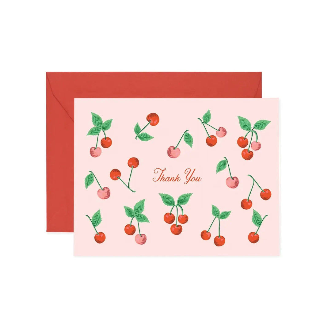 CHERRIES THANK YOU CARD Rifle Paper Co. Greeting Cards CHERRIES THANK YOU CARD Bonjour Fete - Party Supplies