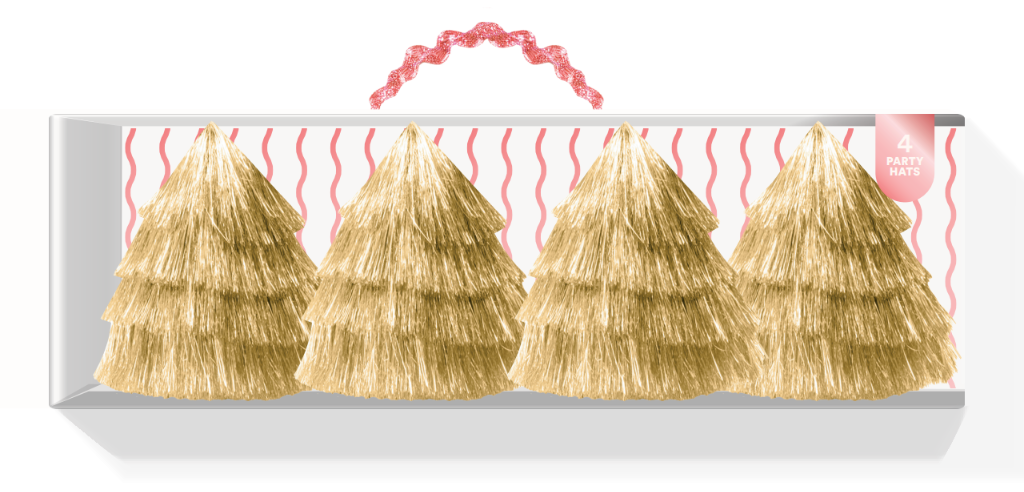 Golden Girl Mini Gold Fringe Party Hats Set Packed Party Golden Girl Mini Gold Fringe Party Hats Set Bonjour Fete - Party Supplies