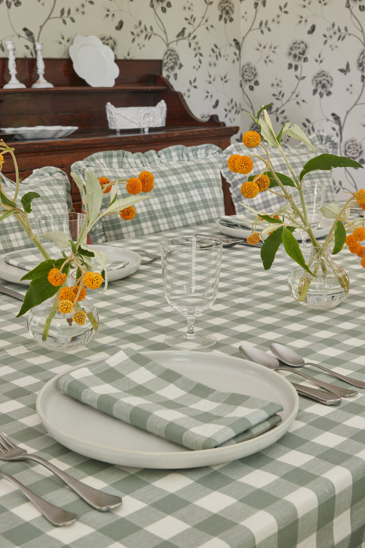 GINGHAM - Sage Tablecloth Heather Taylor Home GINGHAM - Sage Tablecloth Bonjour Fete - Party Supplies