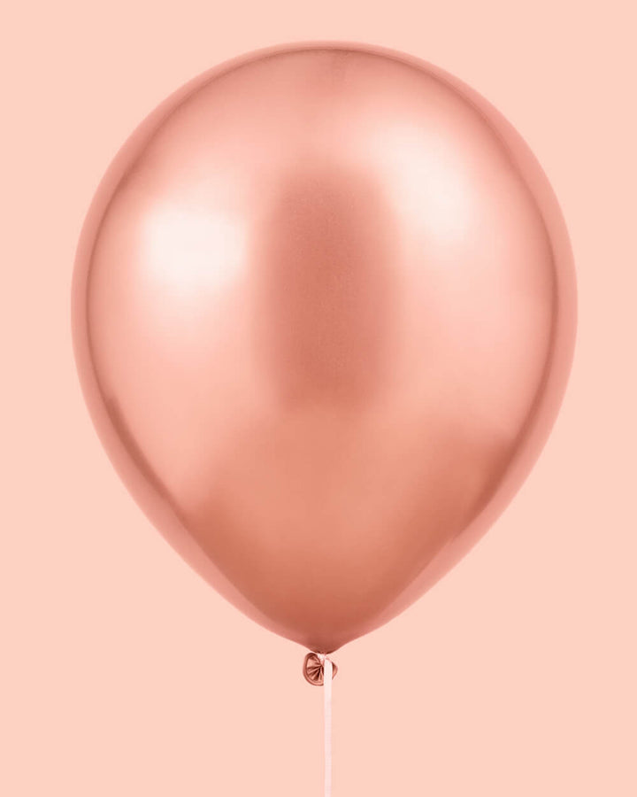 Rose gold chrome latex balloons close up