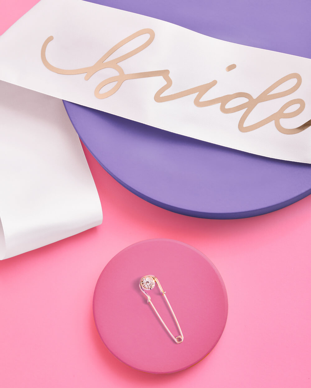 White and rose gold C'est La Vie sash from xo, Fetti