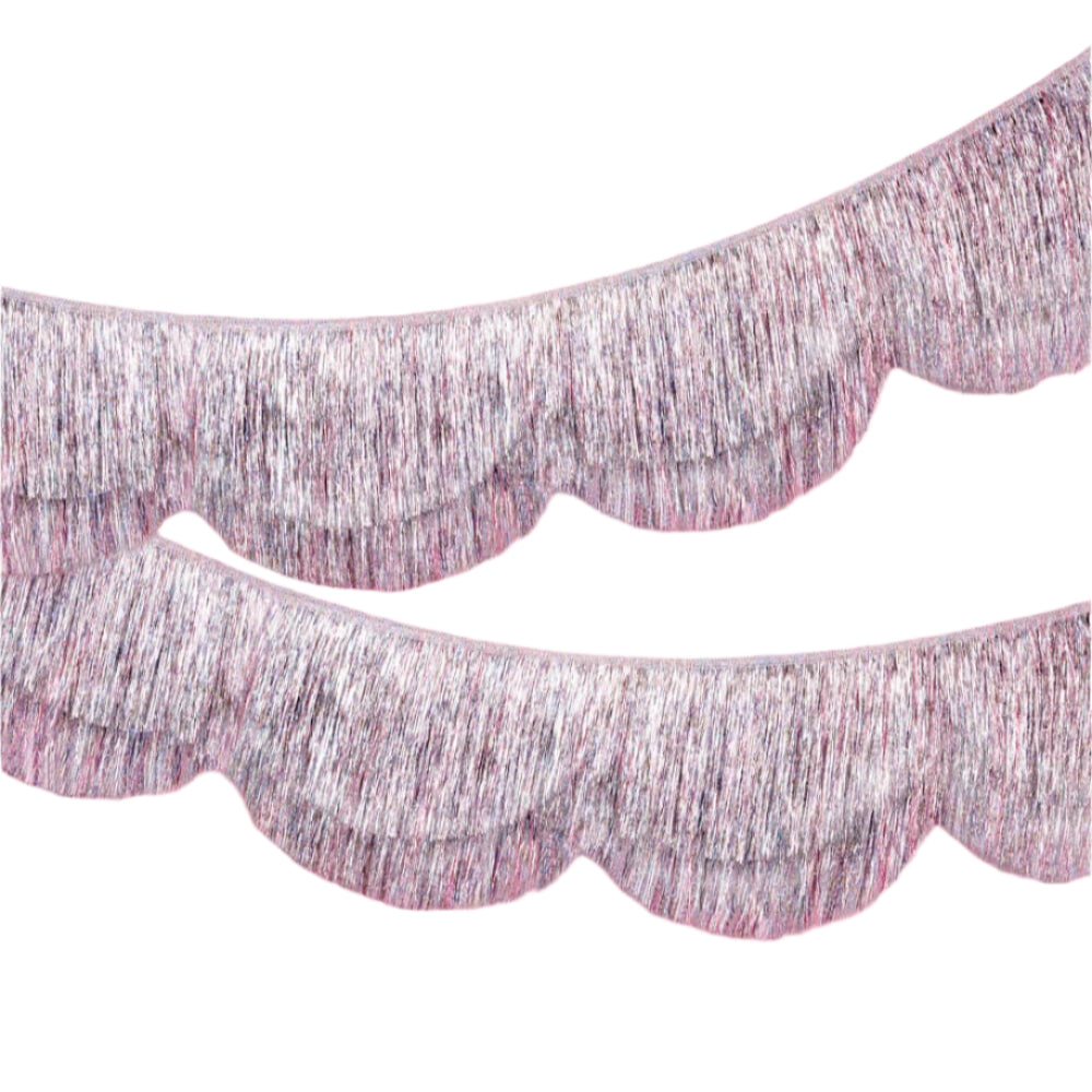 Silver Iridescent Fringe - scalloped banner xo, Fetti Silver Iridescent Fringe - scalloped banner Bonjour Fete - Party Supplies