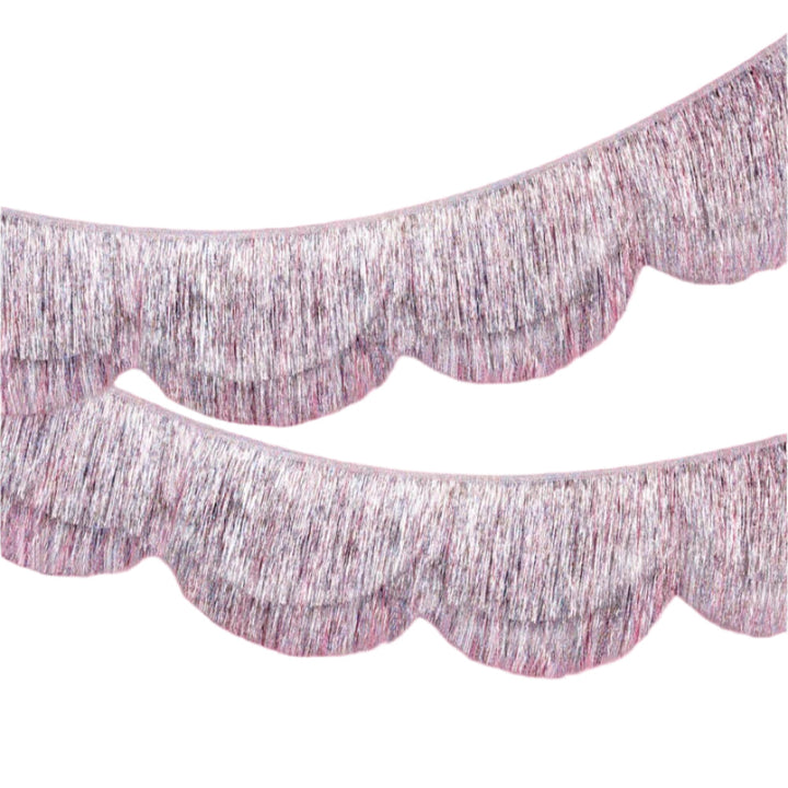 SILVER IRIDESCENT FRINGE SCALLOPED BANNER xo, Fetti xo, Fetti Collective SILVER IRIDESCENT FRINGE SCALLOPED BANNER Bonjour Fete - Party Supplies
